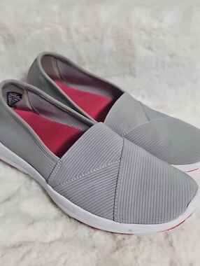 L.L. Bean Women's Slip-On Sneakers in Light Gray with Pink Insole